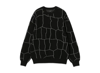 BEAMS 12 Gauge Spider Web Crew Knit "Balck"