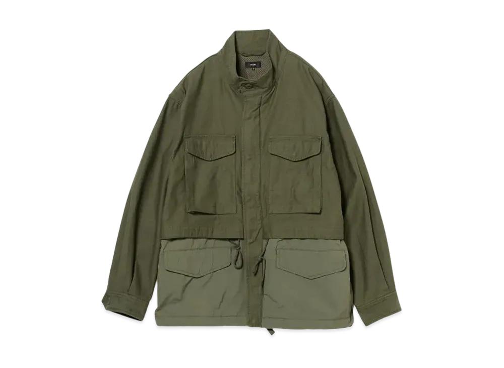 BEAMS Back Satin Layered M-65 Blouson "Olive"
