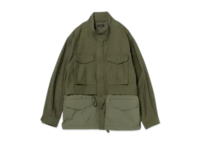 BEAMS Back Satin Layered M-65 Blouson "Olive"