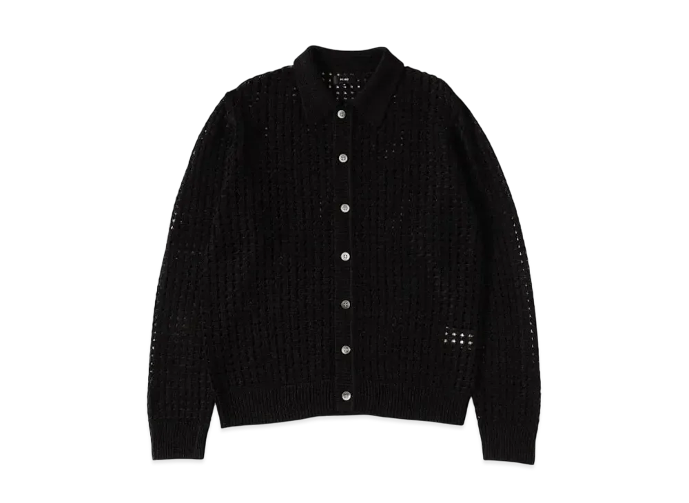 BEAMS 5 Gauge Mesh Polo Shirt "Black"