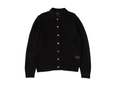 BEAMS 5 Gauge Mesh Polo Shirt "Black"