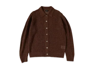 BEAMS 5 Gauge Mesh Polo Shirt "Brown"