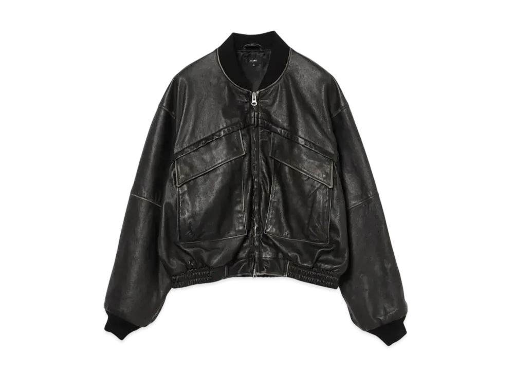 BEAMS Distressed Leather Short Blouson "Brown"
