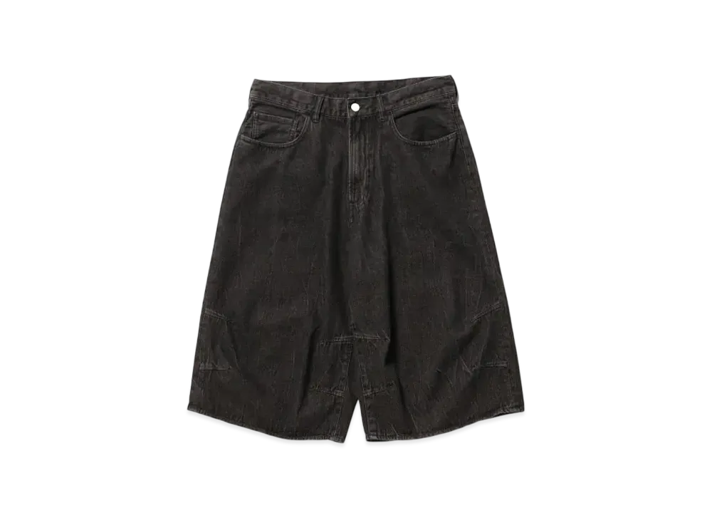 BEAMS 5 Pocket Quarter Length Wide Denim "Black"