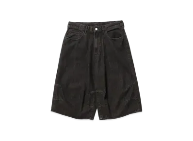 BEAMS 5 Pocket Quarter Length Wide Denim "Black"