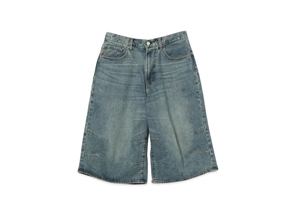 BEAMS 5 Pocket Quarter Length Wide Denim "Indigo"