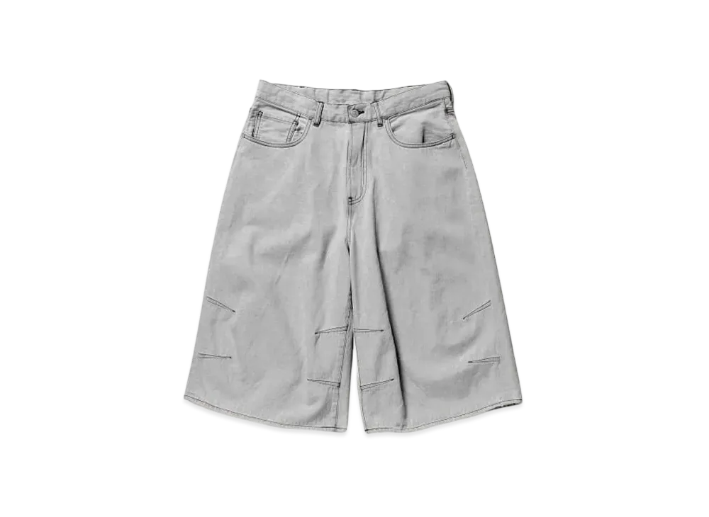 BEAMS 5 Pocket Quarter Length Wide Denim "White"