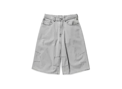 BEAMS 5 Pocket Quarter Length Wide Denim "White"