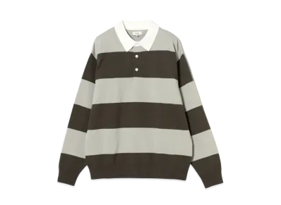 BEAMS Solotex(R)7G Border Lager Knit Polo Shirt "ChacoalGray"