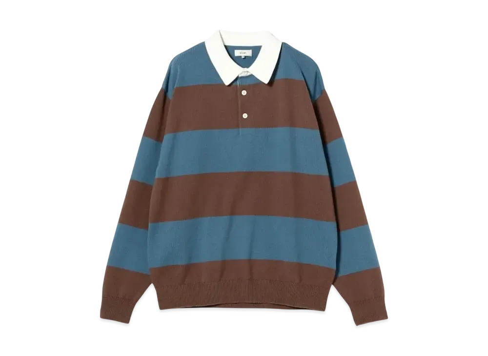 BEAMS Solotex(R)7G Border Lager Knit Polo Shirt "Brown"