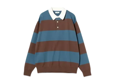 BEAMS Solotex(R)7G Border Lager Knit Polo Shirt "Brown"