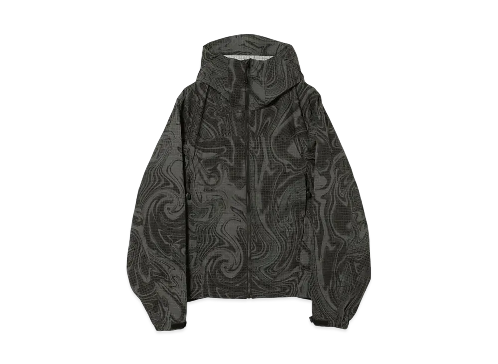 BEAMS Printed Zip-Up Hoodie "Black"