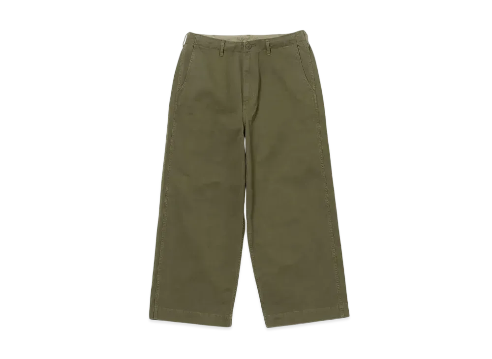 BEAMS 1940s Detail Wide Chino Pants "Olive"