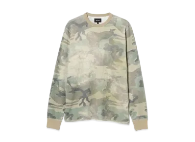 BEAMS Printed Thermal Crewneck Tee "Woodland"