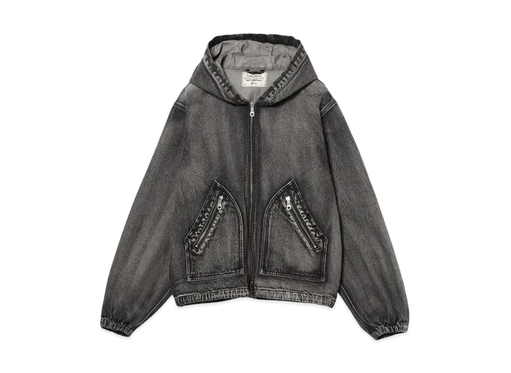 BEAMS FUTURE ARCHIVE Fade Denim Hoodie "Black"