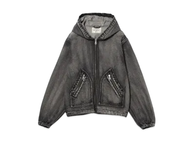 BEAMS FUTURE ARCHIVE Fade Denim Hoodie "Black"