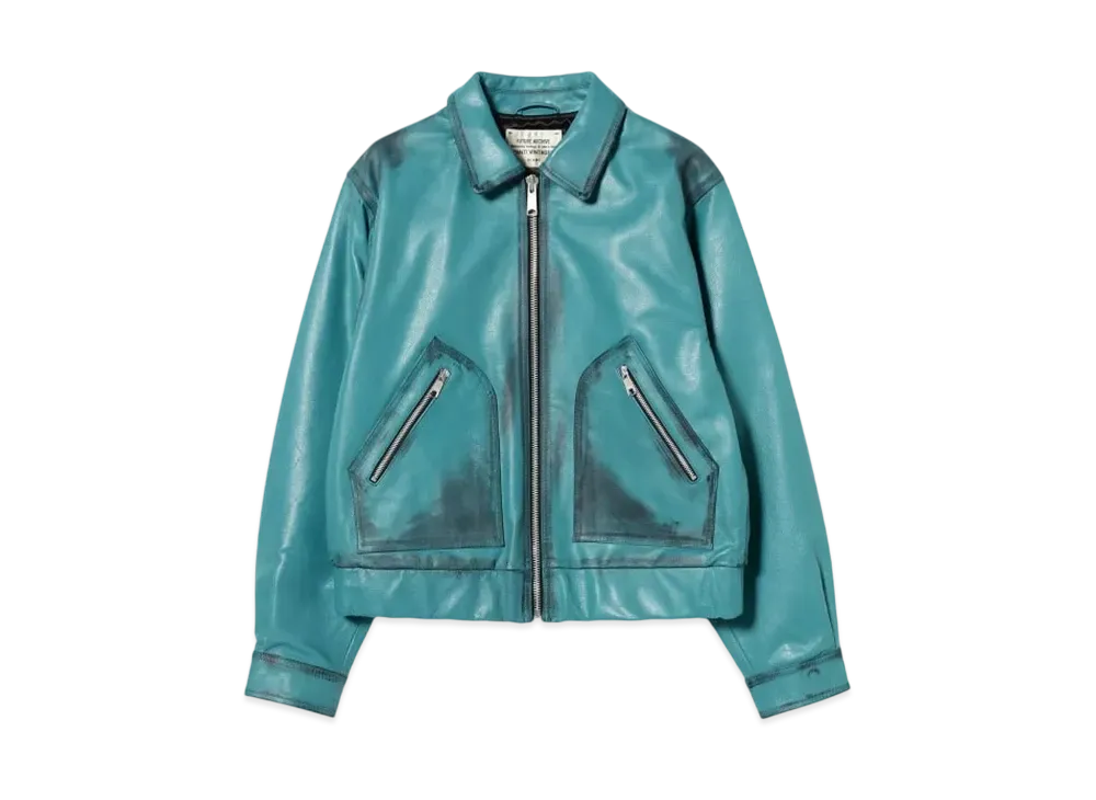 BEAMS FUTURE ARCHIVE Pigment Leather Jacket "Blue"