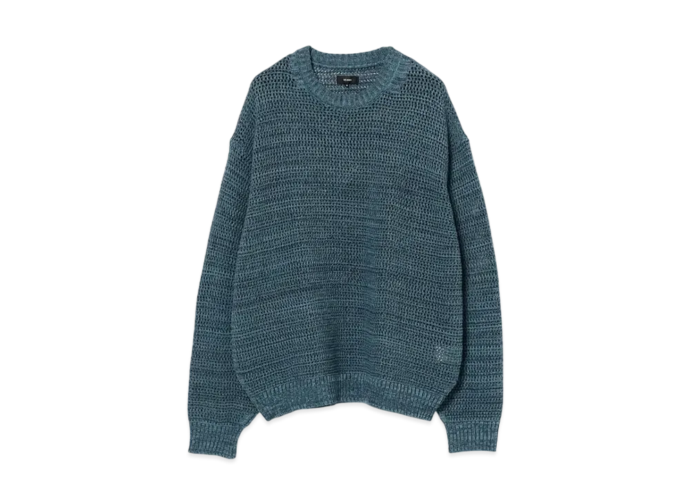 BEAMS Heathered Mesh Crew Neck Knit "Navy"