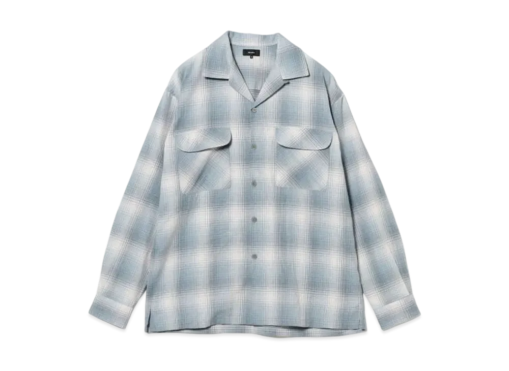 BEAMS Ombre Check Open Collar Shirt "Blue"