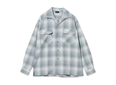 BEAMS Ombre Check Open Collar Shirt "Blue"