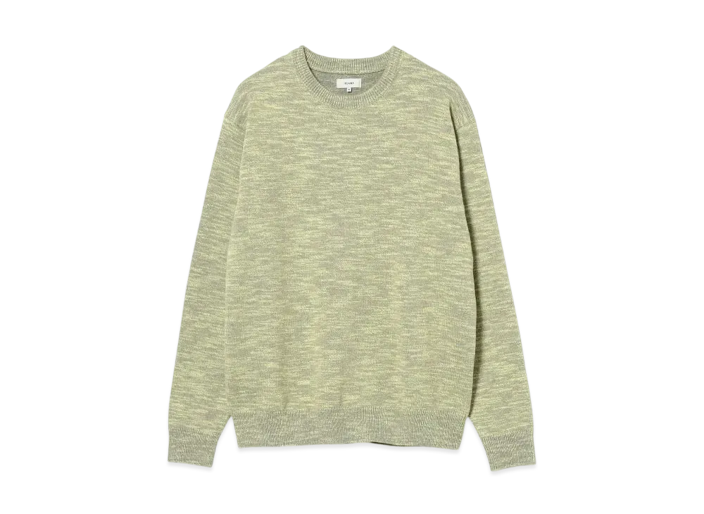 BEAMS 9 Gauge Color Slab Crew Neck Knit "Yellow"