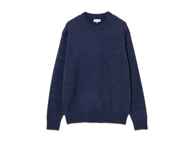 BEAMS 9 Gauge Color Slab Crew Neck Knit "Navy"