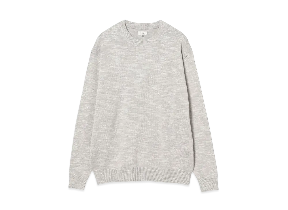 BEAMS 9 Gauge Color Slab Crew Neck Knit "LightGray"