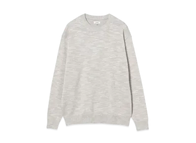 BEAMS 9 Gauge Color Slab Crew Neck Knit "LightGray"