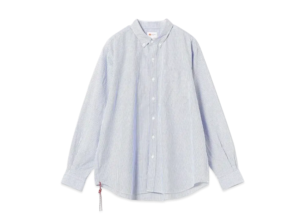 BEAMS Wide-Fit Button-Down Shirt "BlueStripe"