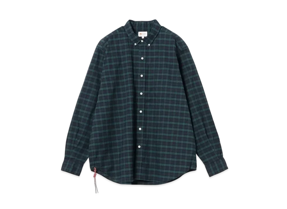 BEAMS Wide-Fit Button-Down Shirt "BlueCheck"