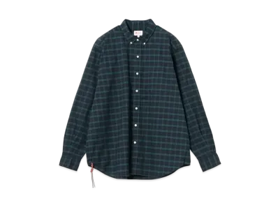 BEAMS Wide-Fit Button-Down Shirt "BlueCheck"