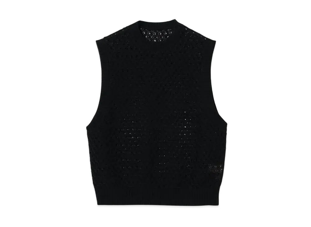 BEAMS Mesh Knit Vest "Black"