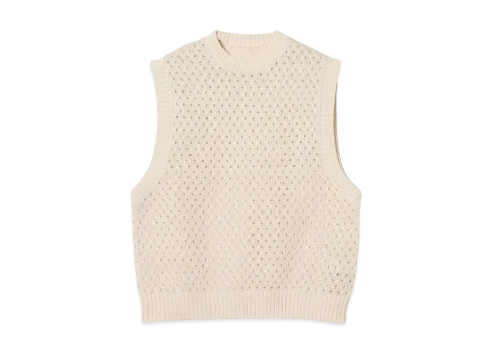 BEAMS Mesh Knit Vest "Natural"
