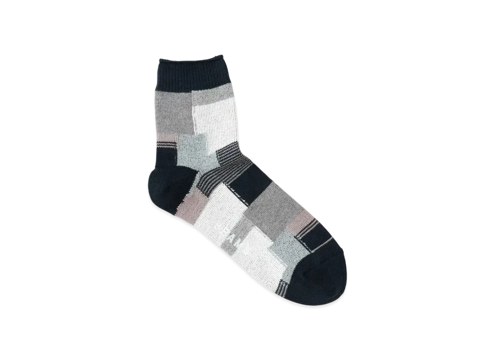 BEAMS Patchwork Quarter Socks "Navy"