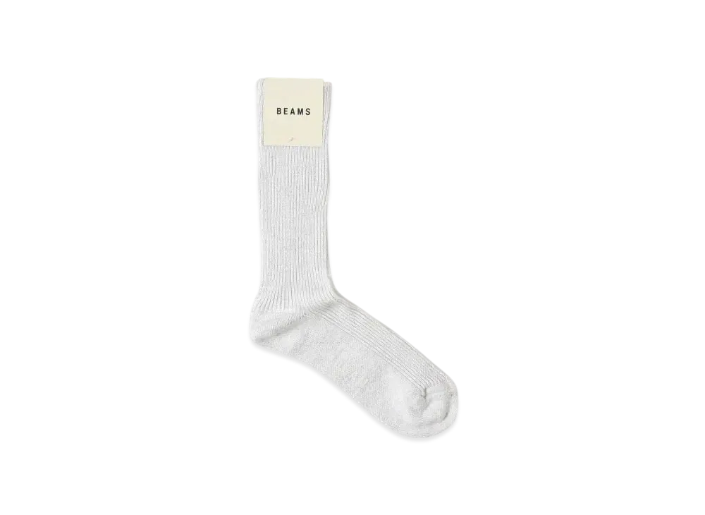 BEAMS Lame Crew Socks "White"