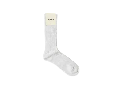BEAMS Lame Crew Socks "White"