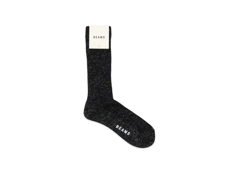 BEAMS Lame Crew Socks "Black"