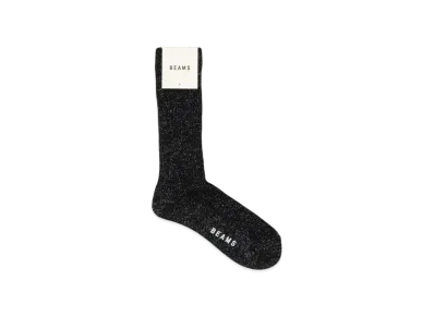 BEAMS Lame Crew Socks "Black"