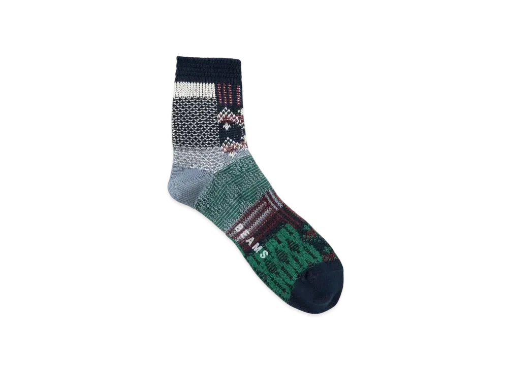 BEAMS Multicolor Lynx Crew Socks "Navy"