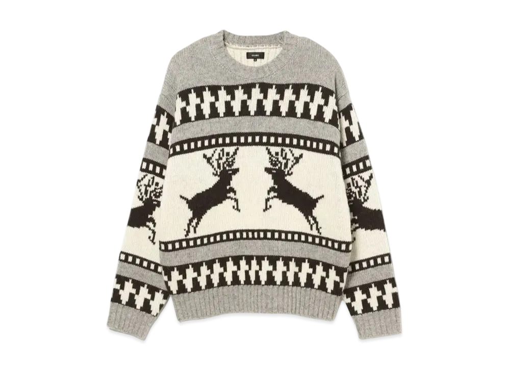 BEAMS Winter Crew Neck Knit "Deer"