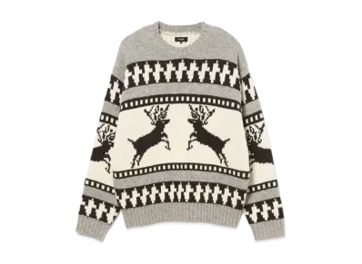 BEAMS Winter Crew Neck Knit "Deer"