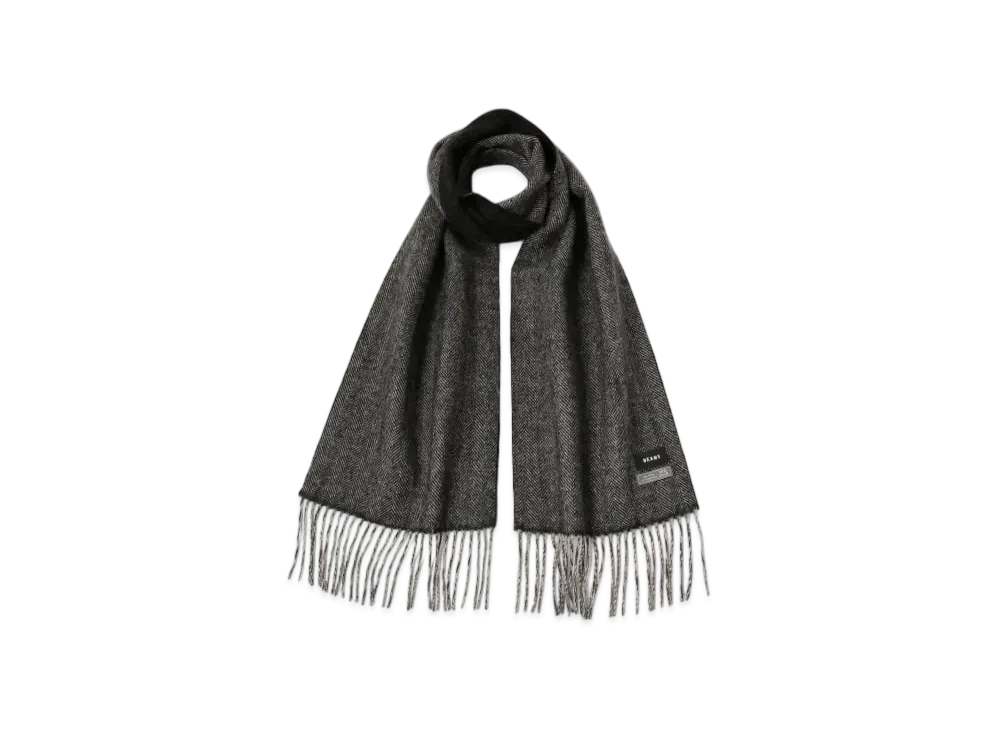BEAMS Herringbone Reversible Muffler "BlackNavy"