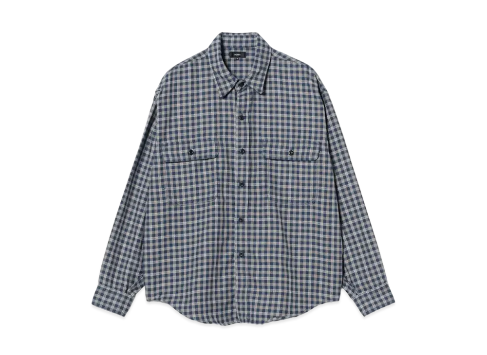 BEAMS Herringbone Check Work Shirt "Navy"