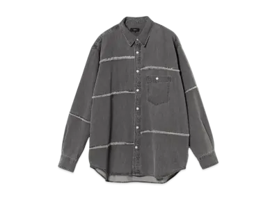 BEAMS Cut-Off Denim Work Shirt "Black"
