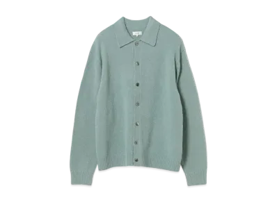 BEAMS 7 Gauge Alpaca Knit Polo Cardigan "Sax"