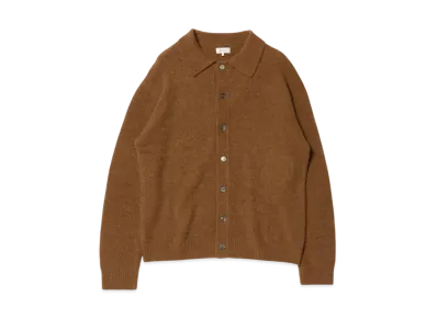 BEAMS 7 Gauge Alpaca Knit Polo Cardigan "LightBrown"