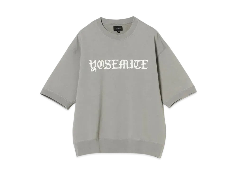 BEAMS Overdyed Print Half-Sleeve Sweatshirts "Gray"