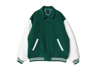 BEAMS Fleece Stadium Coaches Jacket "GreenOffWhite"