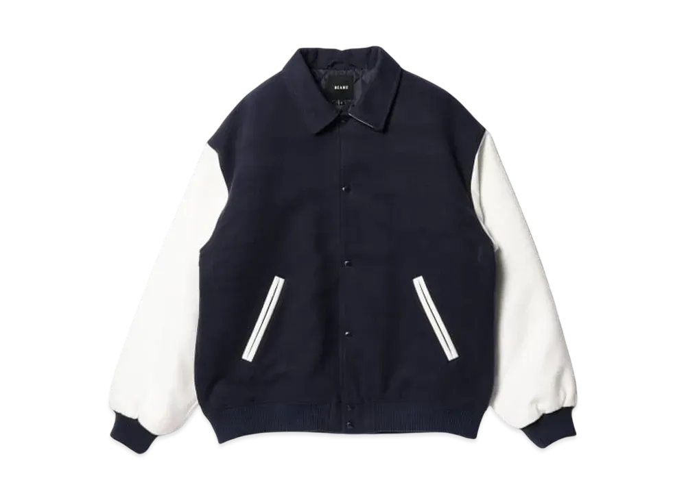 BEAMS Fleece Stadium Coaches Jacket "NavyWhite"