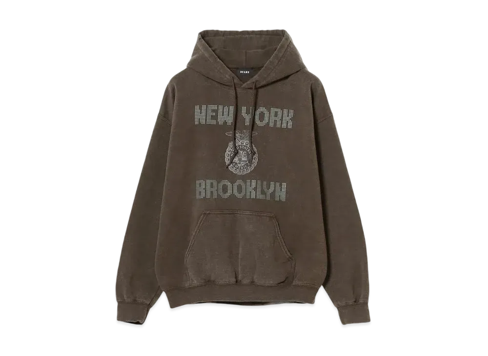 BEAMS Studs Print Hoodie "DarkBrown"